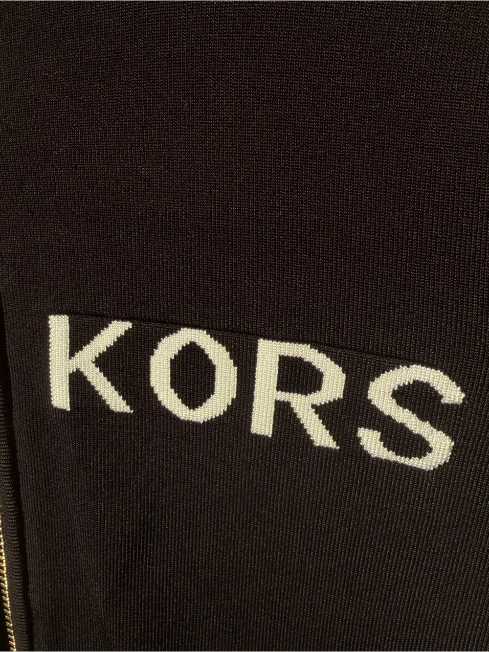 MICHAEL KORS NWT Black Gold Logo Zip Sweater Jacket XXS $175